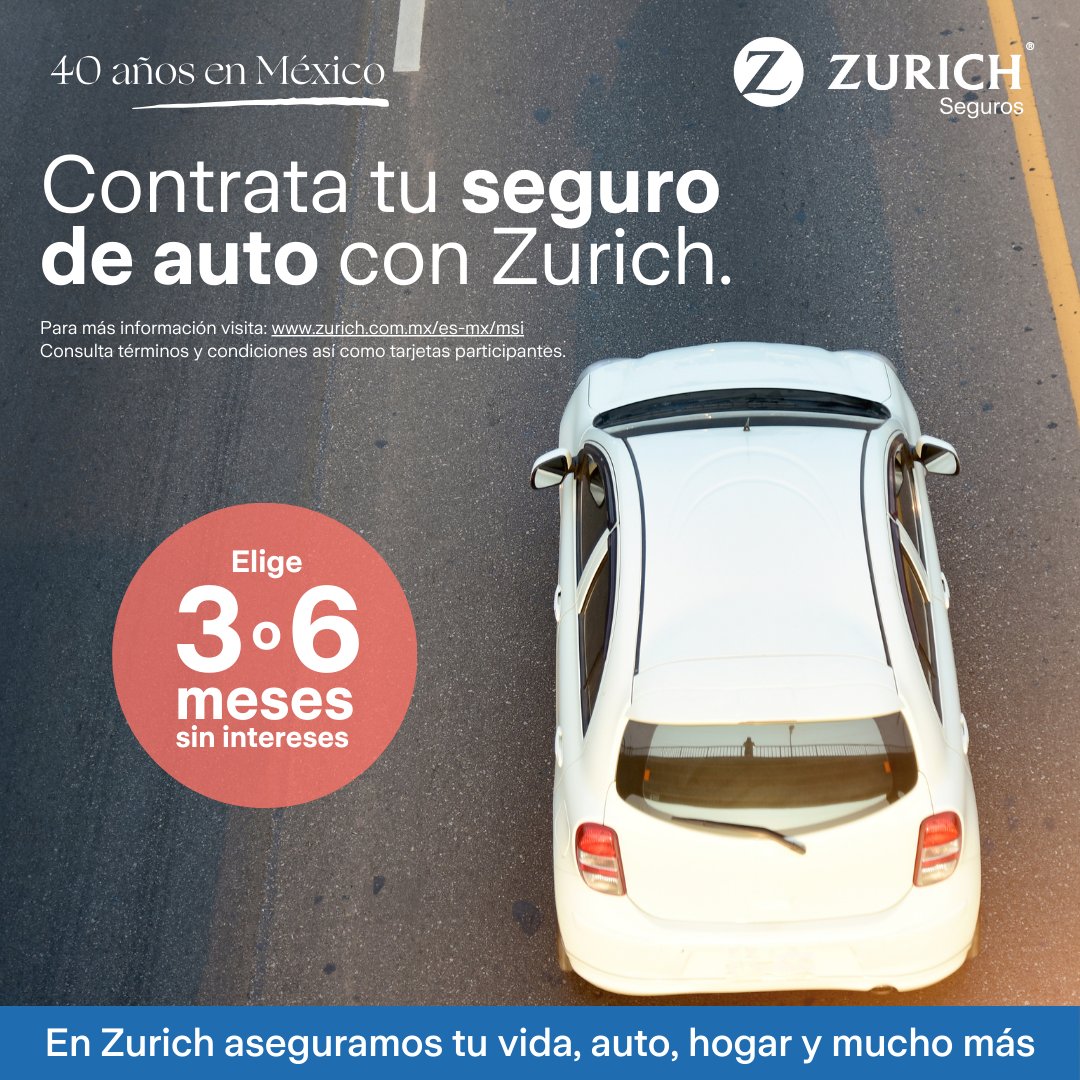 Conduce con la confianza de que estás respaldado ante cualquier imprevisto con tu seguro de auto Zurich. 🚙 #ZurichMéxico40Años