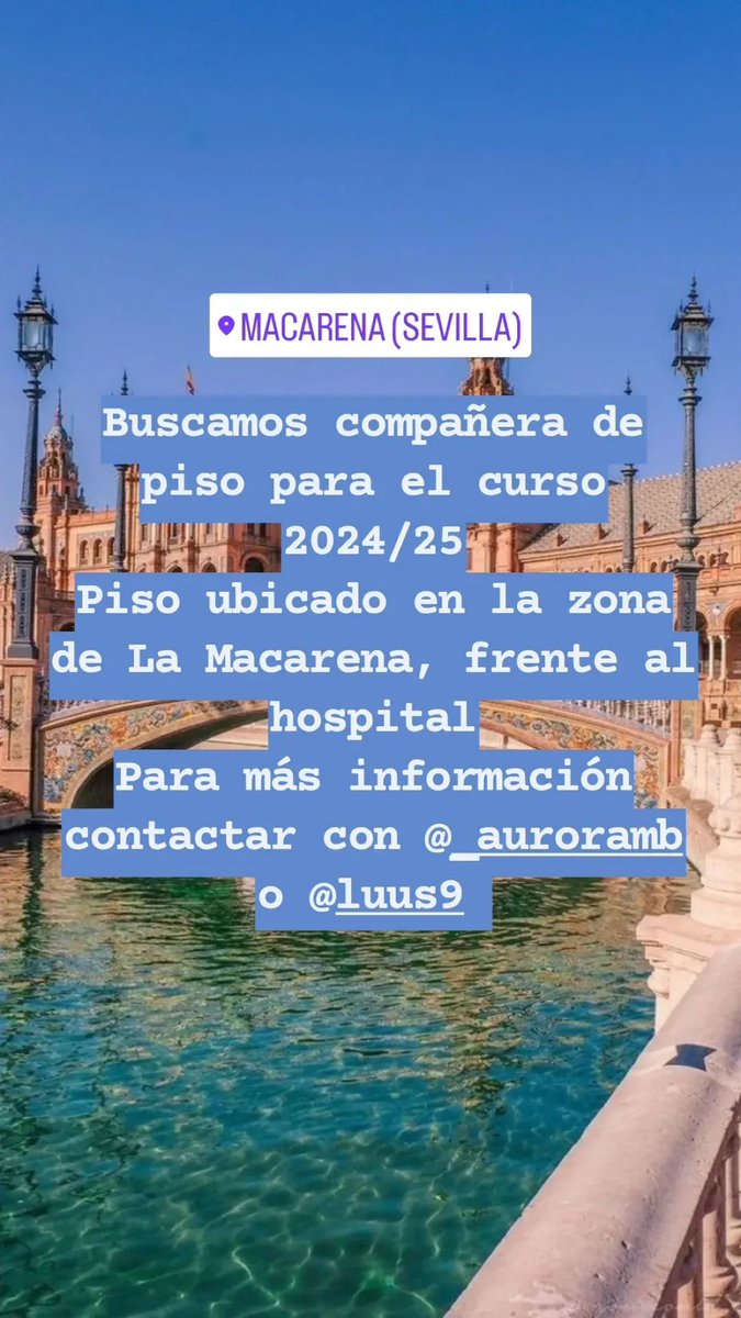 _auroramb's tweet photo. Hola! Mi amiga @Luus6 y yo buscamos compañer@ de piso para el curso 24/25. Está situado en la Macarena, justo enfrente del hospital. El piso tiene aire acondicionado, es luminoso y el baño está reformado. Para más información escribid por md o a nuestro instagram!
#pisosevilla https://t.co/HfMesOLGkN