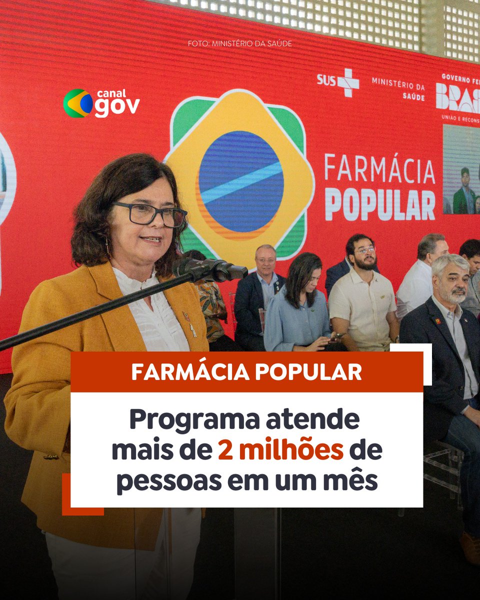 FARMÁCIA POPULAR | Após anúncio da ampliação de remédios gratuitos, 2,1 milhões de brasileiros foram atendidos em um mês. Com o aumento divulgado pela ministra do <a href="/minsaude/">Ministério da Saúde 🩵</a>, <a href="/nisia_trindade/">Nísia Trindade Lima</a>, 39 dos 41 medicamentos incluídos na farmácia popular tornaram-se gratuitos.