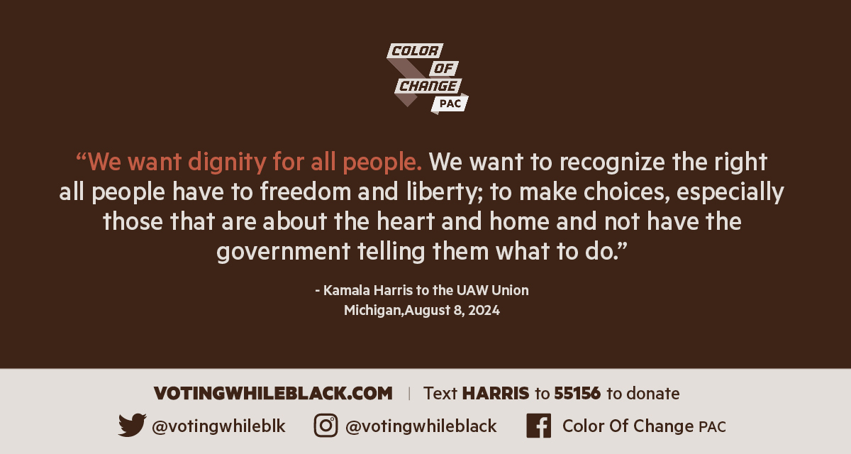 votingwhileblk's tweet image. Last week, @KamalaHarris spoke to the @UAW about her presidential bid. Here's one of our favorite quotes from her speech. 👇🏾

To make a gift to power the #VotingWhileBlack movement, click here: secure.actblue.com/donate/votingw…