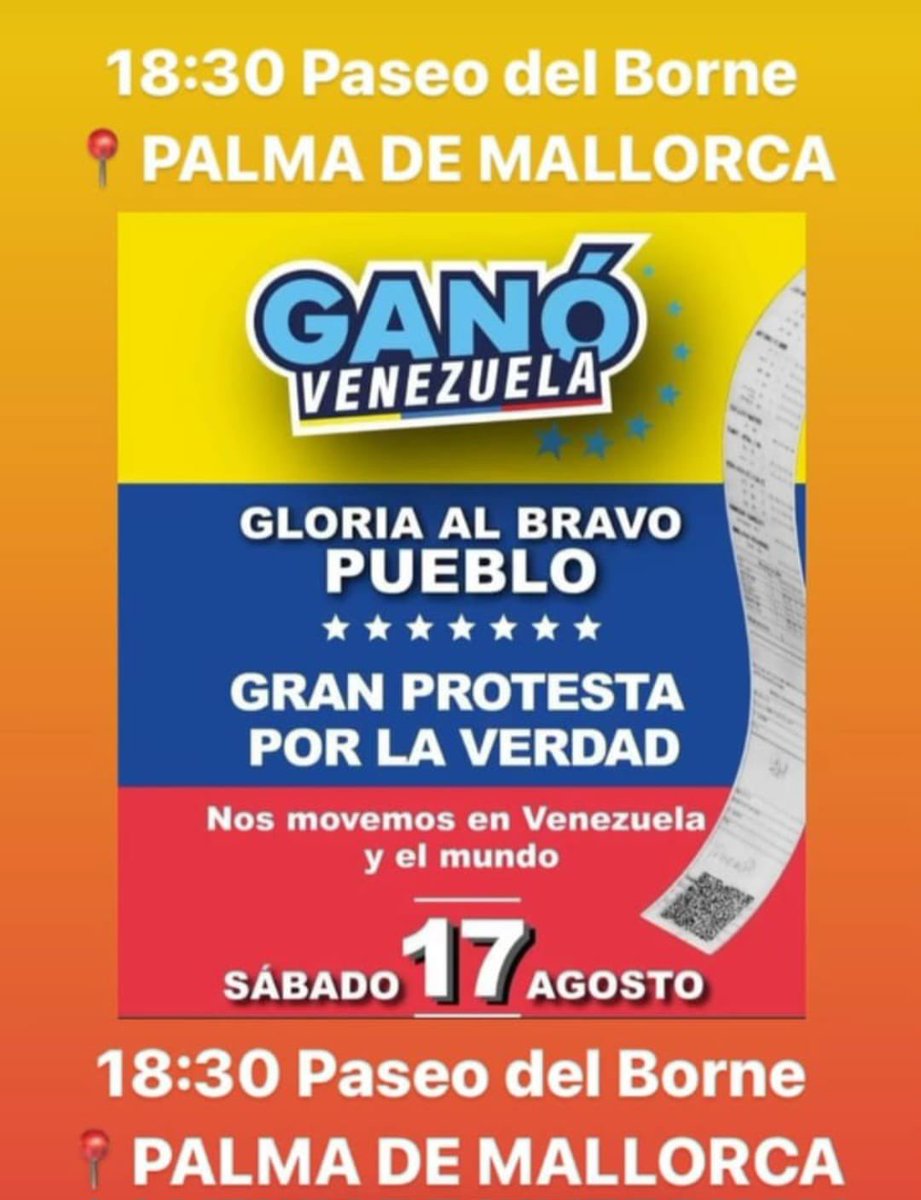 Palma de Mallorca con Venezuela , MCM - EGU !!! Nos vemos el 17/08 unidos por Venezuela !!!