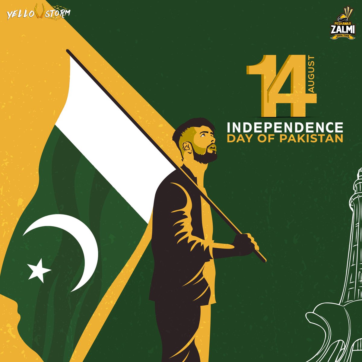 Wishing all Pakistani's Happy Independence Day 💚

May our nation shine &amp; prosper always 🌟

#PakistanZindabad #Zalmi #YellowStorm #IndependenceDay