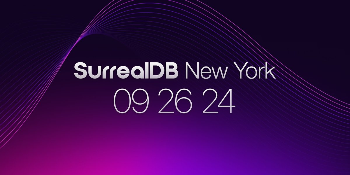 🚀 New York, we're headed your way! Join us on Thursday, September 26th for an evening of inspiration and innovation with <a href="/SurrealDB/">SurrealDB</a> at <a href="/FirstMarkCap/">FirstMark</a>'s NYC office.

Get ready for an exciting lineup:
⭐️ Keynote from our CEO and Co-founder, <a href="/tobiemh/">Tobie Morgan Hitchcock</a>
⭐️ Special presentation by Saks