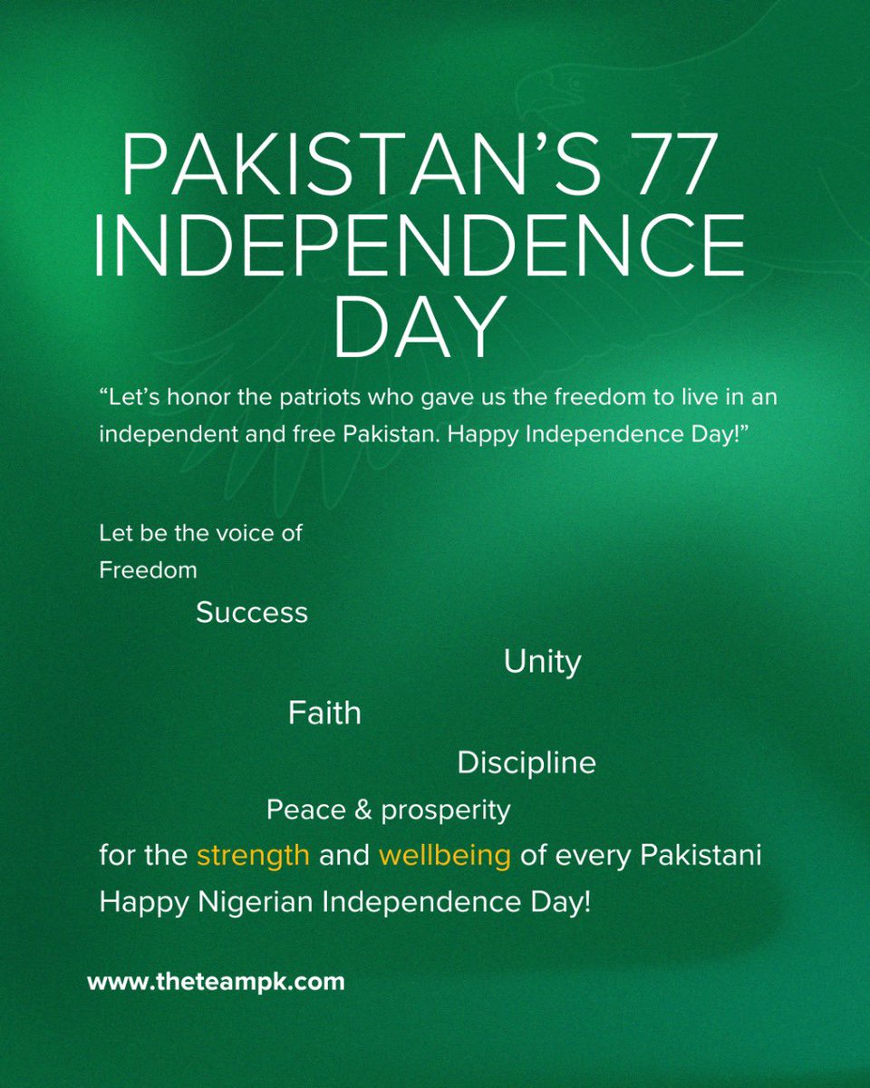 TheTeam_pk's tweet photo. Happy independence day #77thindependancedayPakistan #Pakistan #independenceday  #theteampk https://t.co/sea0cPz4Ta