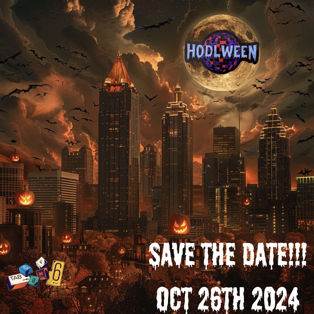 hodlween's tweet photo. Get ready for the most legendary Halloween party in Atlanta! HODLween 4 is coming on October 26th right after @tabconf . Mark your calendars! 🎃 
Get your tickets at https://t.co/DZT6R9SL3v
#HODLween #BitcoinParty #TABConf2024 #BitcoinHalloween #AtlantaParty https://t.co/FhSzyOR55E