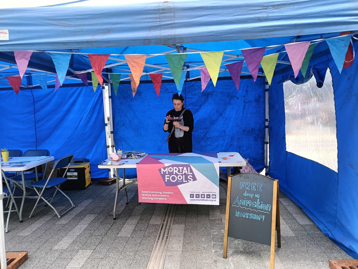 Thank you to folks who came out to see us today at Ashington Town Market! We loved offering some opportunities for our community to get creative!

Big thank you to Mortal Fools associate artist <a href="/AnimatorSheryl/">Sheryl Jenkins</a> for running an animation pop up too, we'll be sharing the community