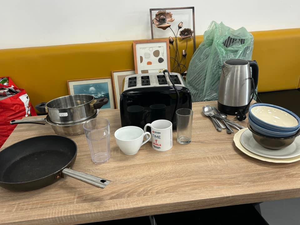 NitelightC's tweet photo. Just some of the household items gifted over the last couple of weeks. We have also introduced a ‘free shop’ in our hub for those going from the streets into a home, helping to give people a choice of what to put into their new homes 😊❤️
#dignity #newstart #makingahouseahome https://t.co/kz2ITT4fCD