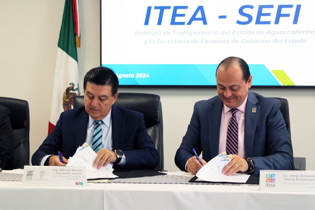 ITEA_AGS's tweet photo. Firma de Convenio entre el ITEA y la SEFI,
permitirá cobro de multas a Sujetos Obligados incumplidos con el firme compromiso de fortalecer la transparencia, la rendición de cuentas y la protección de los derechos humanos de acceso a la información y protección de datos personales https://t.co/lCRWRofw7B