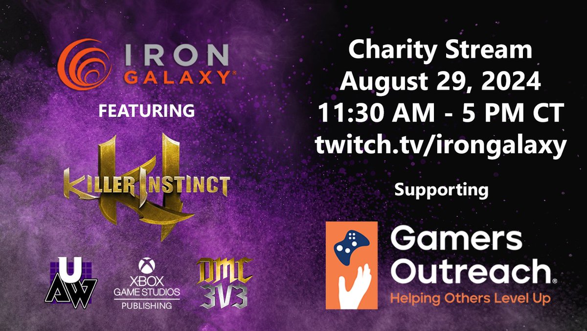 IronGalaxy's tweet image. SAVE THE DATE!

Iron Galaxy will be hosting a charity stream in support of @GamersOutreach. Expect to see the @TheKeits, @DJamesGoddard, @UltrafineWeekly, and @DMC3v3Official live for an afternoon of fundraising. The KI Community is banding together to fight for good! Mark your…