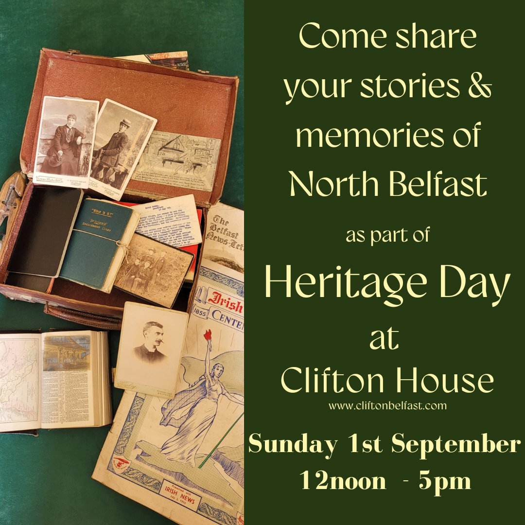 <a href="/NBelfasthour/">NorthBelfastHour</a> <a href="/pcarlin70/">Paul carlin</a> <a href="/cliftonbelfast/">Clifton House Belfast</a> The North Belfast Heritage Cluster who deliver Great Place, are running a special History Harvest on Sunday 1st September at Clifton House. We are hoping that lots of people living or with connections to North Belfast come along to share their memories, stories and old pictures.