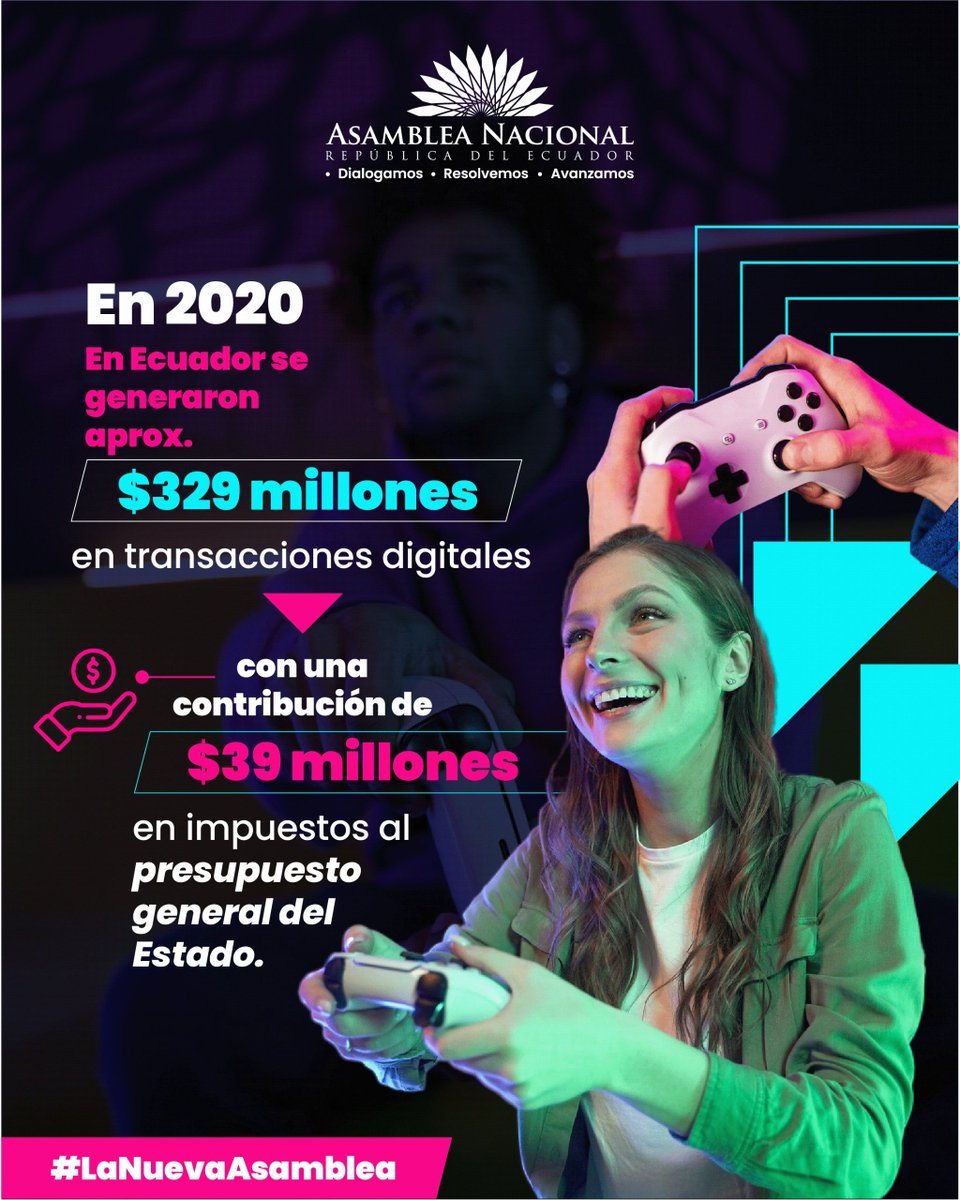 AsambleaEcuador's tweet photo. #LaNuevaAsamblea declara el interés para el Estado la actividad de los #Gamers, las industrias de los videojuegos y los deportes electrónicos debido a su gran impacto social, cultural y económico, considerando su gran cadena de valor. #DíaDelGamer https://t.co/4nsnQcwX33