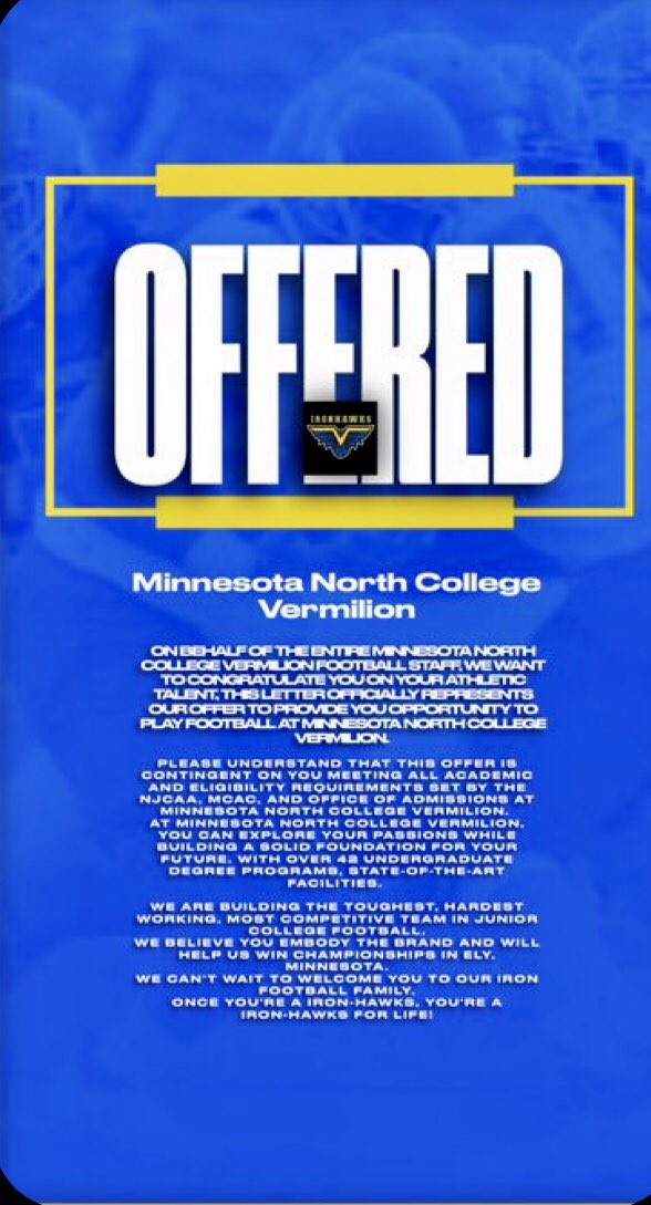 Anthony89747310's tweet photo. After a great conversation @coachbusby22 I’m blessed Minnesota North College vermilion https://t.co/fibpzNdBxb