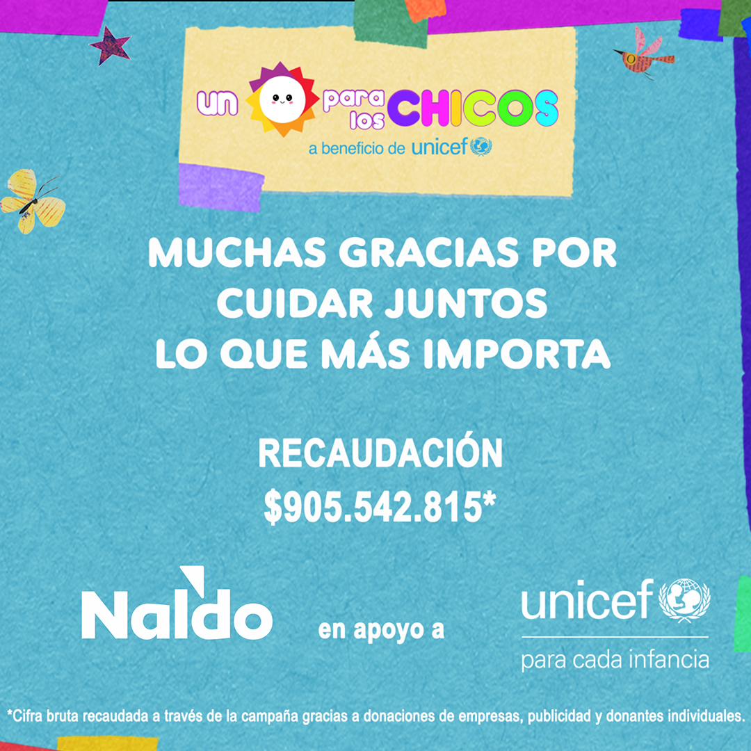 Naldodigital's tweet photo. 🌞 En una nueva edición de #UnSol2024, @unicefargentina logró recaudar más de $905 millones que serán destinados para las niñas y los niños que más lo necesitan ❤️
Naldo se enorgullece de haber acompañado por tercer año consecutivo a UNICEF Argentina en #UnSol2024. https://t.co/TSKB1gPOFw