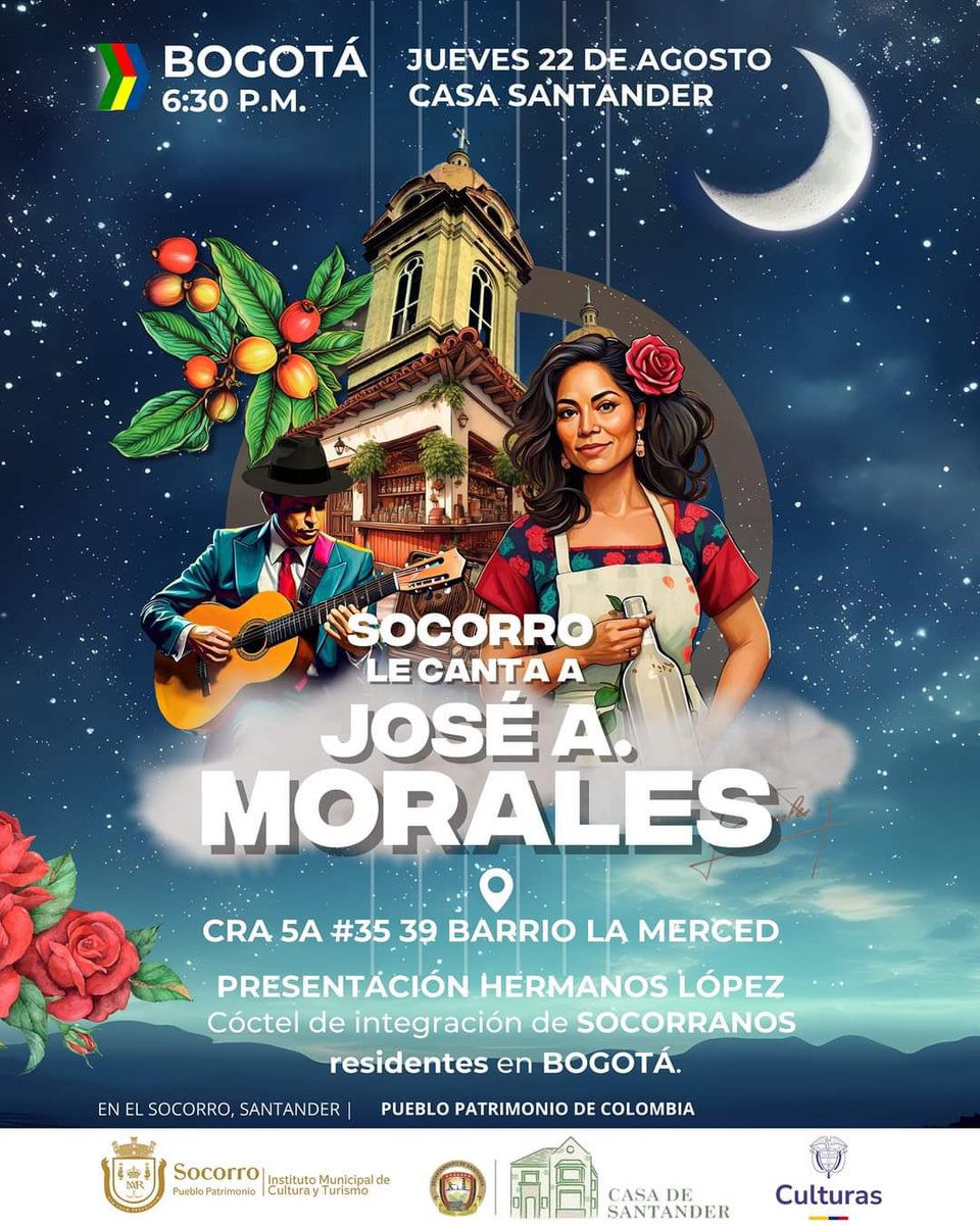 casadesantander's tweet image. Queremos que nuestra música trascienda y llegue a cada rincón del mundo🎶 
Invita Casa Santander y @SocorroAlcaldia 

¡Orgullosos de ser Santandereanos!