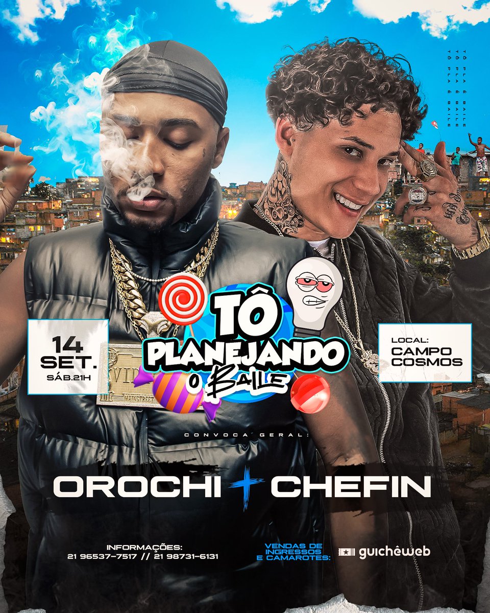Orochi &amp; Chefin na ToPlá, Com os melhores DJs de Baile do RJ! Ingressos a partir de 15 merrés, brota pra ser Feliz 🥳