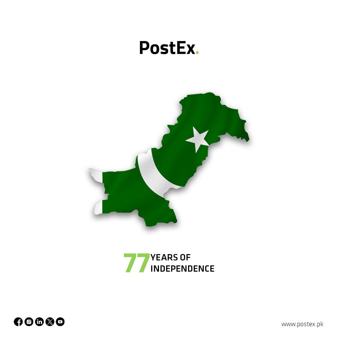 callcourierpk's tweet photo. Honoring 77 years of freedom with pride and gratitude.
Happy Independence Day! 🇵🇰
#PostEx #IndependenceDay https://t.co/86PtmcpLEv