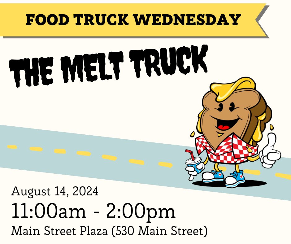 Our buddies at the Melt Truck will be in town tomorrow for another great lunch at Main Street Plaza. See you there!