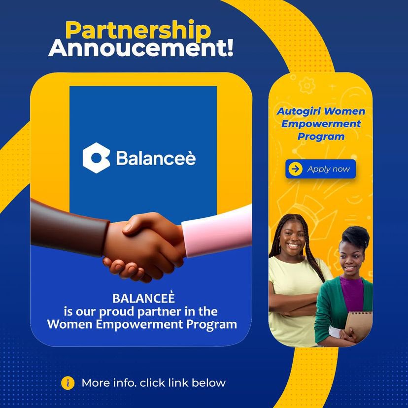 Balancee_app's tweet image. We are excited to sponsor the Autowomen Empowerment Program!

Women 22+, learn high-income automotive skills for free and secure an internship.

Apply via the link in our bio or copy this link👇:

bit.ly/AWE-FORM

Starts September 1st

#autogirl #womenempowerment