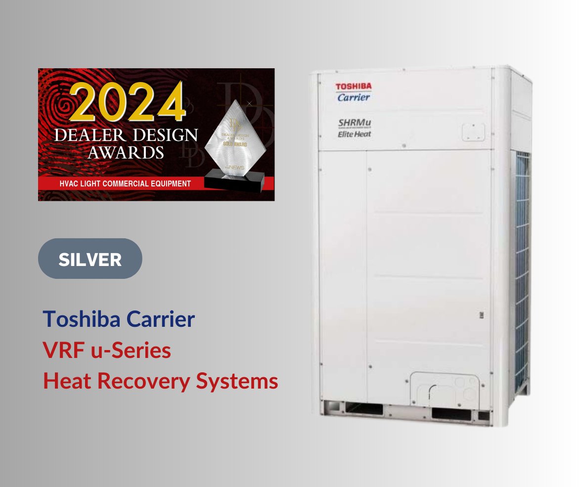 We are proud to share that the Toshiba Carrier VRF u-Series Heat Recovery System has earned Silver in the 2024 Dealer Design Awards for Light Commercial Equipment! 
Learn more: bit.ly/3SHLKN