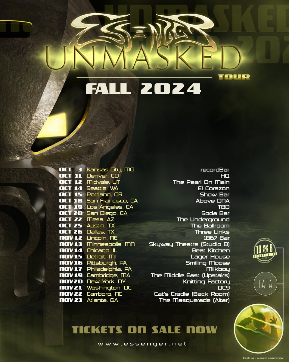 EssengerMusic's tweet image. Tickets are now on sale for my fall tour!!
NEW DATES ADDED: 
Kansas City, Denver, Lincoln, Minneapolis
🎫tix.to/unmasked