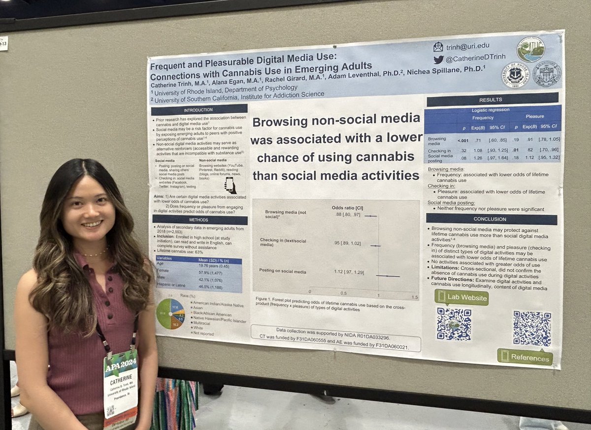 Catherine Trinh, M.A. (@catherinedtrinh) on Twitter photo I felt welcomed by all the amazing and friendly people at #APA2024 <a href="/APAconvention/">APA Convention</a> & <a href="/apadivision50/">APA Division 50 (Society of Addiction Psychology)</a>! Convention highlight was seeing one of the first papers I ever co-authored as a #TopCitedArticle at the <a href="/McLeanHospital/">McLean Hospital</a> booth. ✍️ I felt welcomed by all the amazing and friendly people at #APA2024 <a href="/APAconvention/">APA Convention</a> & <a href="/apadivision50/">APA Division 50 (Society of Addiction Psychology)</a>! Convention highlight was seeing one of the first papers I ever co-authored as a #TopCitedArticle at the <a href="/McLeanHospital/">McLean Hospital</a> booth. ✍️