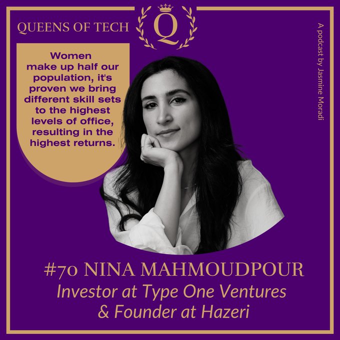 QueensofTech's tweet image. Meet 🎙📷 Tech Queen Nina Mahmoudpour: lawyer-turned-operator-turned-investor, and a driving force at Type One. queensof.tech #WomenInTech #DEI #Podcast #AI #QueensofTech