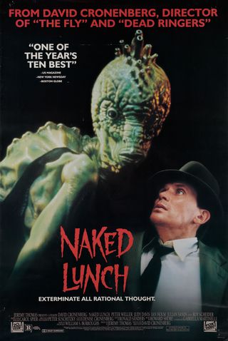 All variations of posters for "Naked Lunch" (1991), directed by David Cronenberg