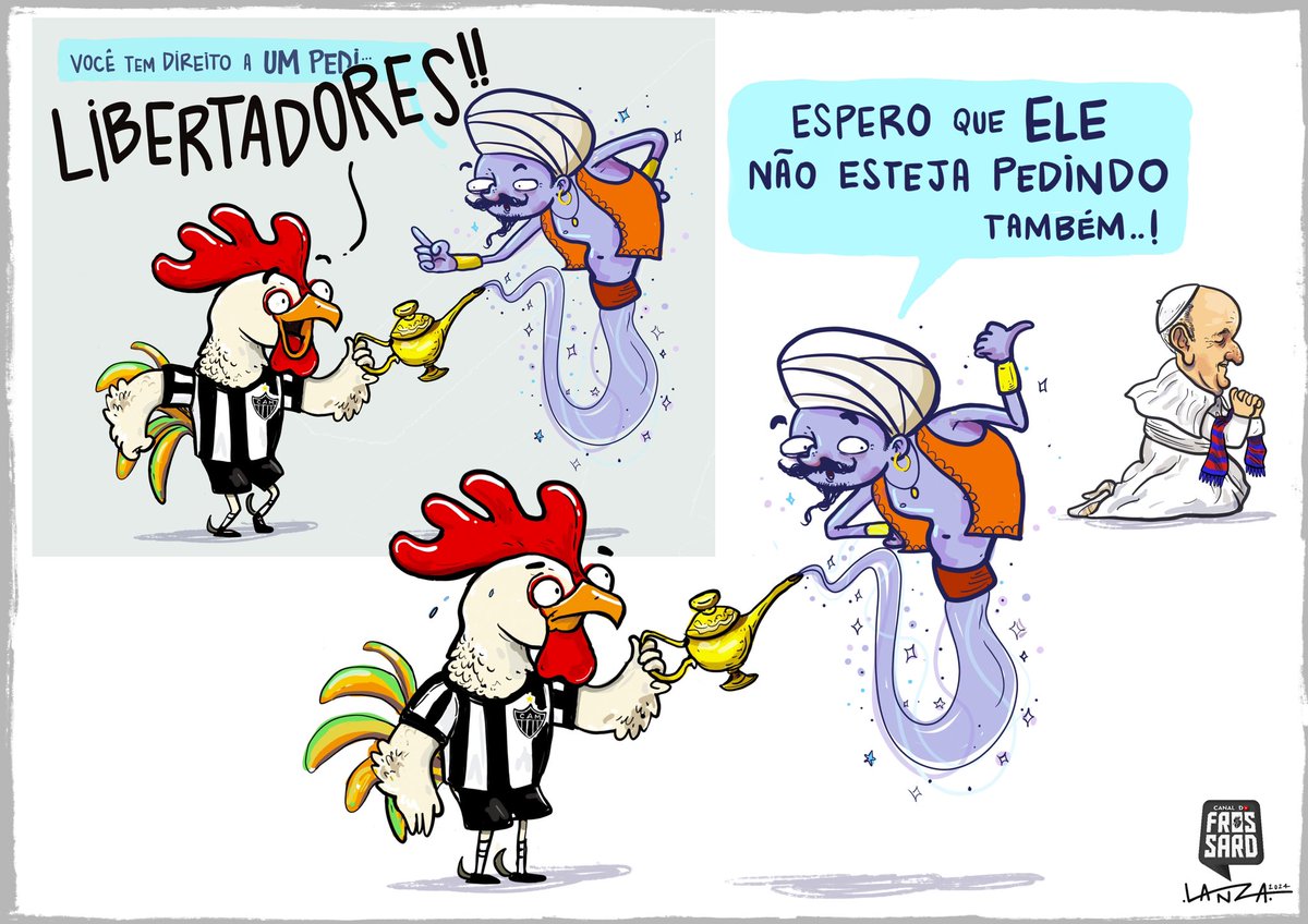 Que as coisas hoje se resolvam na bola, e não na reza.

Competir com o Papa é complicado…

🖼️: <a href="/brunolanza_art/">Bruno Lanza</a>