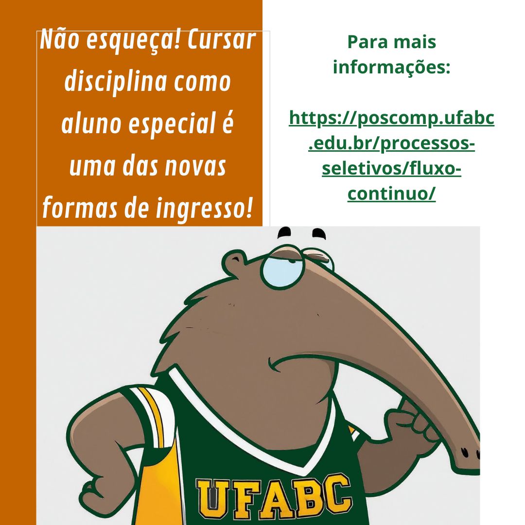 poscompufabc's tweet photo. 🚨🚨ATENÇÃO🚨🚨

As inscrições para cursar disciplinas do terceiro quadrimestre como aluno espcial estarão abertas entre os dias 20/08 e 22/08.

Atenção para o envio da carta de recomendação até o dia 29/08!

Para saber mais:
https://t.co/Pklx9041SH https://t.co/WdbEhIK2Ne