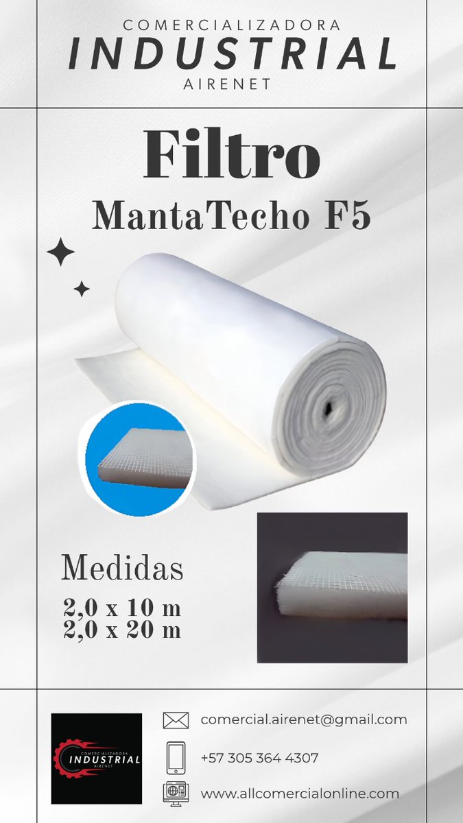 IndAirenet's tweet photo. Distribuidor de filtro manta de techo F5, alta eficacia para cabinas de pintura, para toda Colombia. Pedidos 319 2990918
#mantafiltrante #filtrolavable #fanfilter #filtroscabinapintura https://t.co/0TfsWRp4ZW