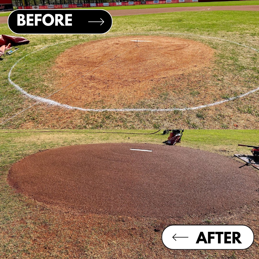afsofar's tweet photo. Yearly maintenance is key! The mound can lose its shape and grip due to frequent use and natural elements. Our work in Vilonia restored the field to optimal condition, providing a reliable and accurate pitching experience. ⚾️ https://t.co/6fOEP90Unp