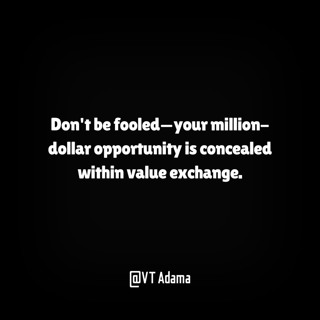 In the race to success, many overlook a crucial element that can make all the difference: value exchange. The true path to your million-dollar opportunity isn’t always obvious—it’s often hidden in the way you provide and receive value. #ValueExchange
#UnlockSuccess
#MillionDollar