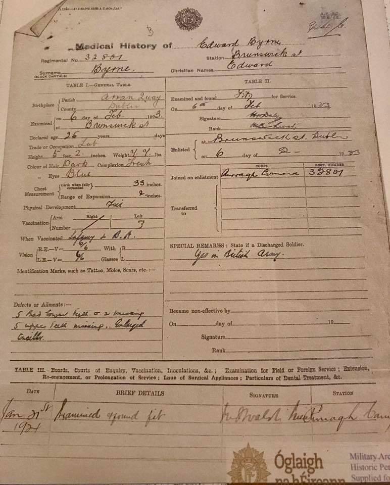john_d_mc's tweet photo. My Great Granda Byrne (back right) in the Irish Free State Army during the Irish Civil War, 1922-1923. Managed to get a hold of his army record a few years back. The daughter Helen who is 1 year-old mentioned in the file is my grandmother. #ancestryhour #irishhistory #genealogy https://t.co/1Lt8N2Z8yM