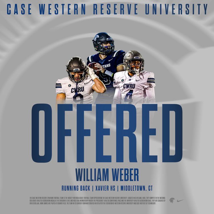 Will Weber (@will_weber23) on Twitter photo I am super blessed to receive an offer from Case Western Reserve University!! <a href="/CWRUFootball/">CWRU Football</a> I am super blessed to receive an offer from Case Western Reserve University!! <a href="/CWRUFootball/">CWRU Football</a>