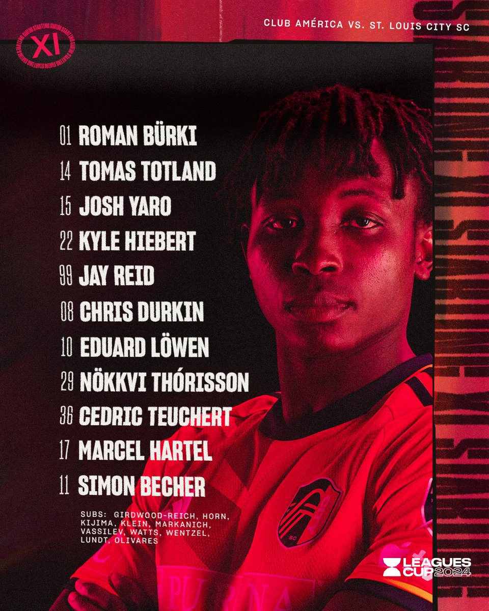 stlCITYsc's tweet photo. Tonight’s XI is in 🗞️

#AllForCITY x #LeaguesCup2024 https://t.co/SnrFSn32Cm