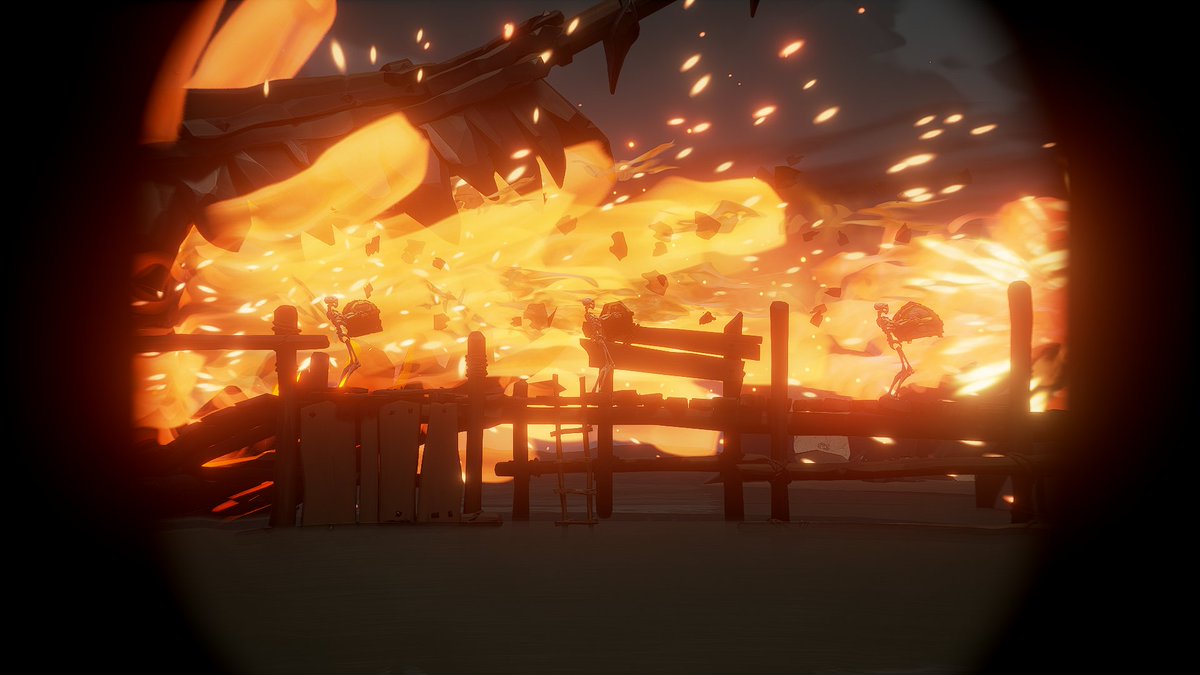 Having no skin or muscles is really helpful when it comes to dangerous work environments, these skellies don't care at all!

Contest Theme: Burning Blade

#SoTShot <a href="/SeaOfThieves/">Sea of Thieves</a> #SeaOfThieves