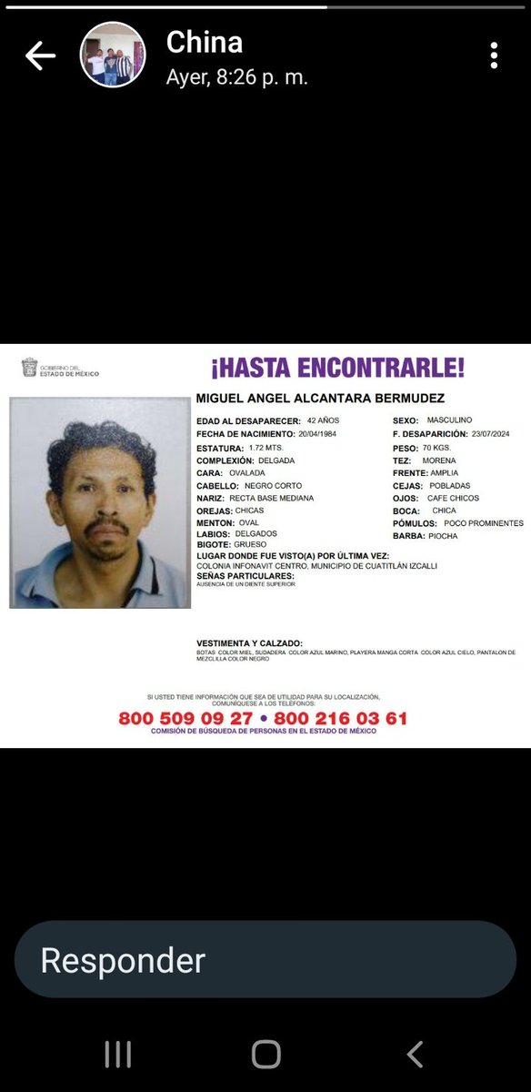 Buenas tardes,es ml sobrino cualquier  información  es de ayuda. Gracias