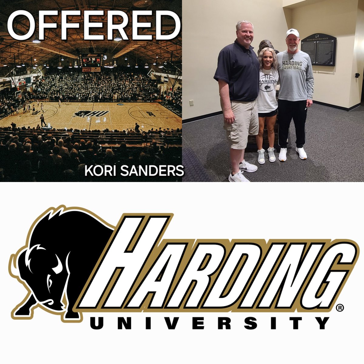 After a great visit, I'm so blessed to receive a full ride scholarship offer from Harding University! <a href="/Harding_WBB/">HU Lady Bisons</a>