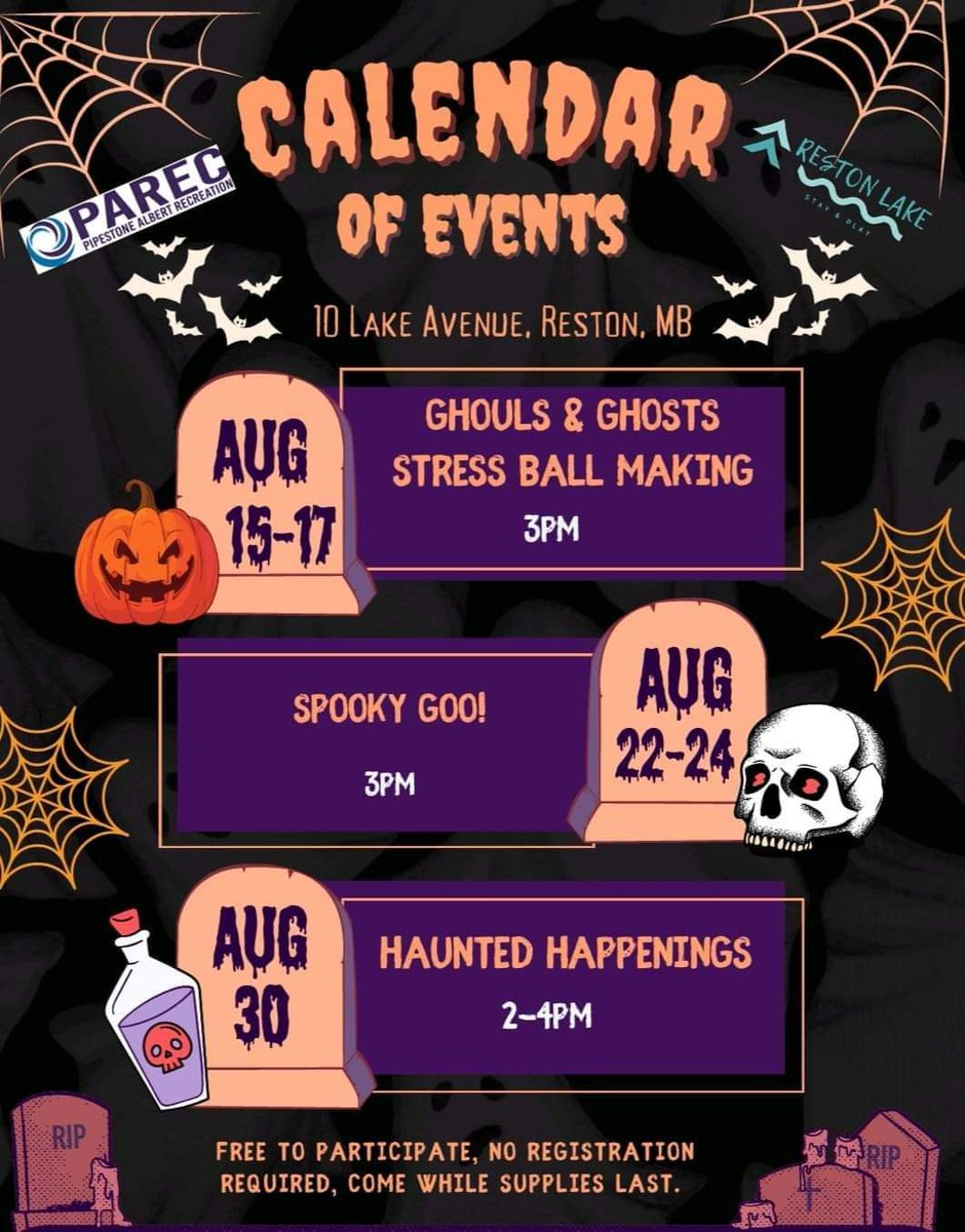 Final slate of activities at Reston Campground, and their about to be particularly spooky! 🎃 👻