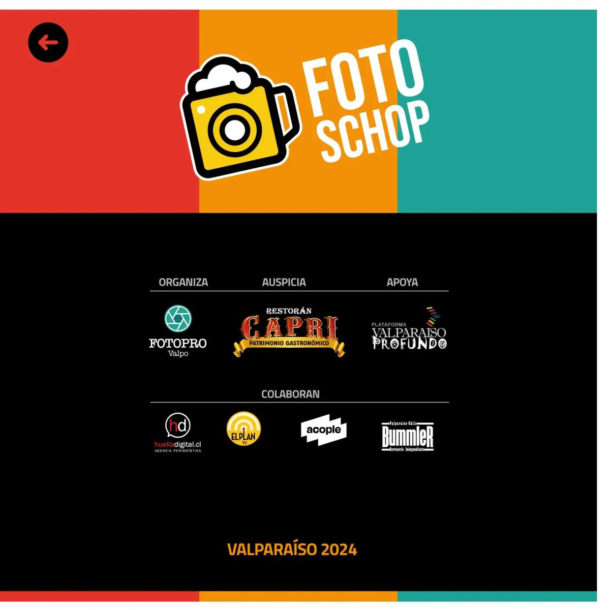 Ya tenemos programa para los diálogos, proyecciones de fotos y música en vivo de FotoSchop 2024. 30 y 31 de agosto en #Valparaíso. Panorama ideal para amantes de la foto 📸 y el schop 🍻.