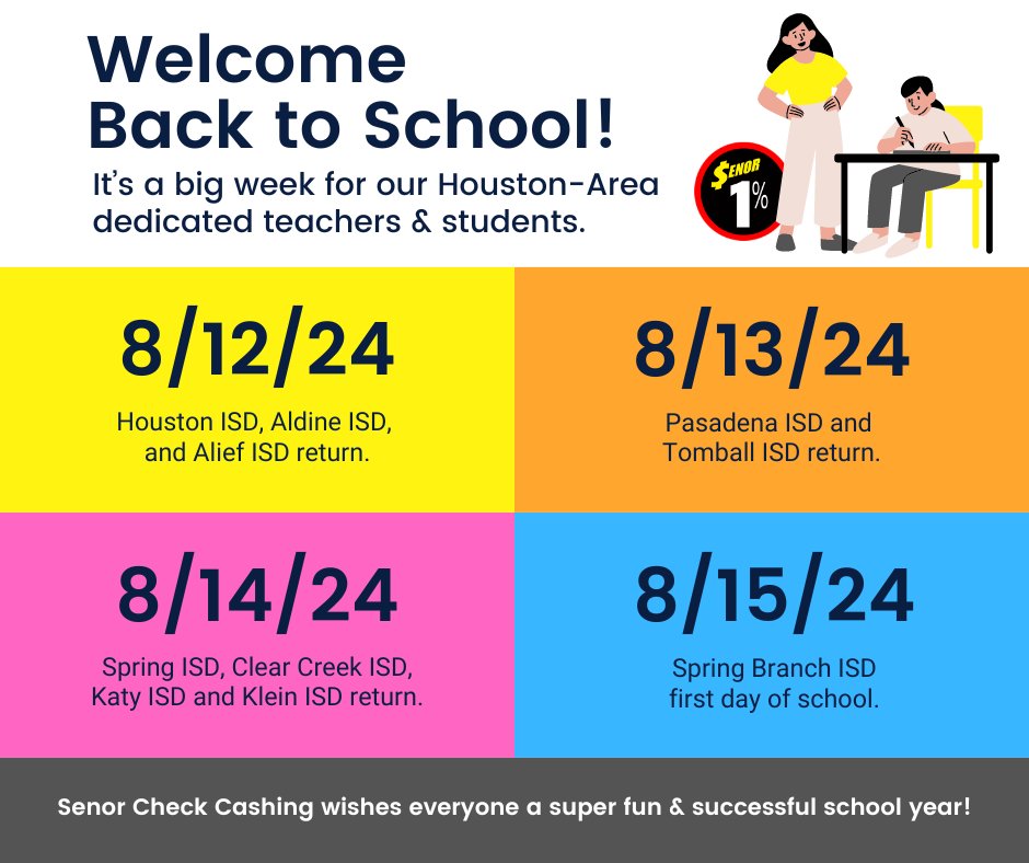 Oh snap, school is back in session! 📚🎒
Here’s to a successful and stress-free school year!
#houston #hisd #cfisd #springisd #tomballisd #aliefisd #katyisd #kleinisd #pasadena #BackToSchool  #school #teachers