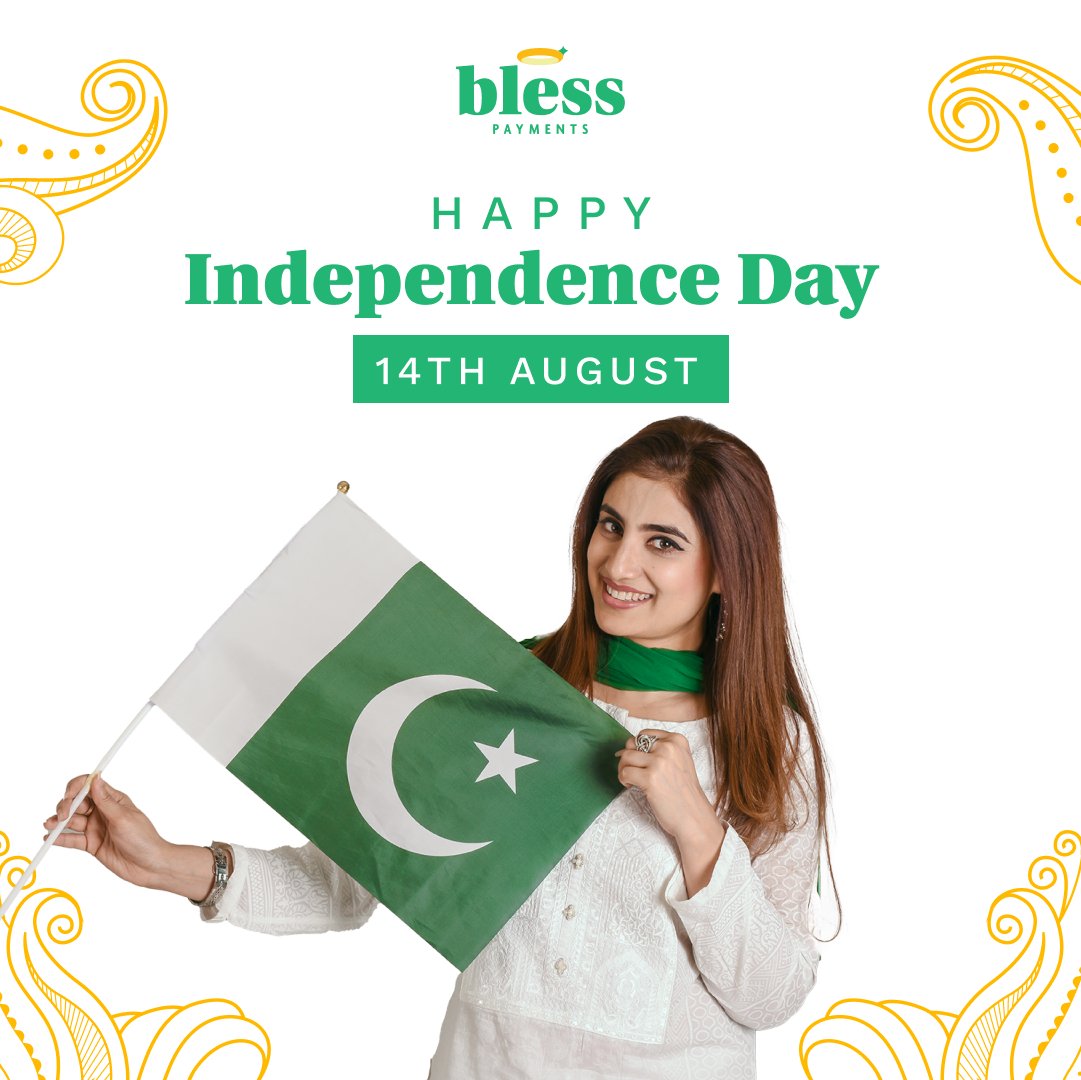 Celebrating 77 years of independence! 🇵🇰

May this Independence Day bring prosperity and harmony to your family. Celebrate the spirit of freedom.

#blesspayments #familyiseverything #PakistanIndependenceDay #AzadiMubarak