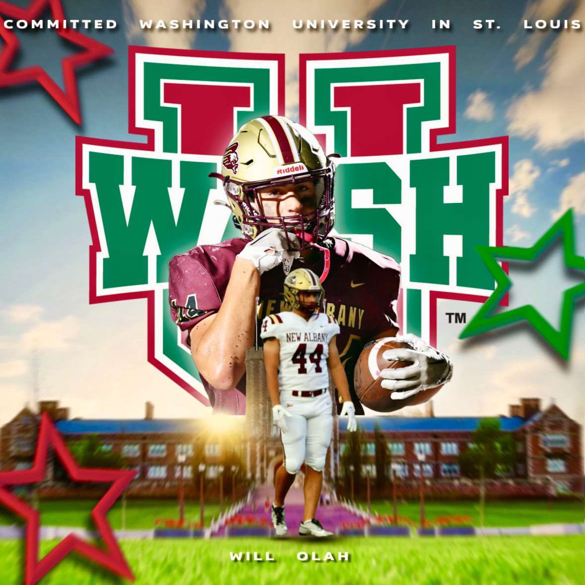 William Olah (@olah_william) on Twitter photo I am blessed to announce my commitment to <a href="/washufootball/">WashU Football</a>. Thanks to my family, coaches, and teammates for making this possible. <a href="/CoachAaronKeen/">Aaron Keen</a> <a href="/coachfish42/">Jeff Fisher</a> <a href="/BrianPAllen3/">Brian P Allen</a> @350by50 <a href="/Coach_Britton/">Coach Britton</a> <a href="/NewAlbanyFB/">New Albany Football</a> I am blessed to announce my commitment to <a href="/washufootball/">WashU Football</a>. Thanks to my family, coaches, and teammates for making this possible. <a href="/CoachAaronKeen/">Aaron Keen</a> <a href="/coachfish42/">Jeff Fisher</a> <a href="/BrianPAllen3/">Brian P Allen</a> @350by50 <a href="/Coach_Britton/">Coach Britton</a> <a href="/NewAlbanyFB/">New Albany Football</a>