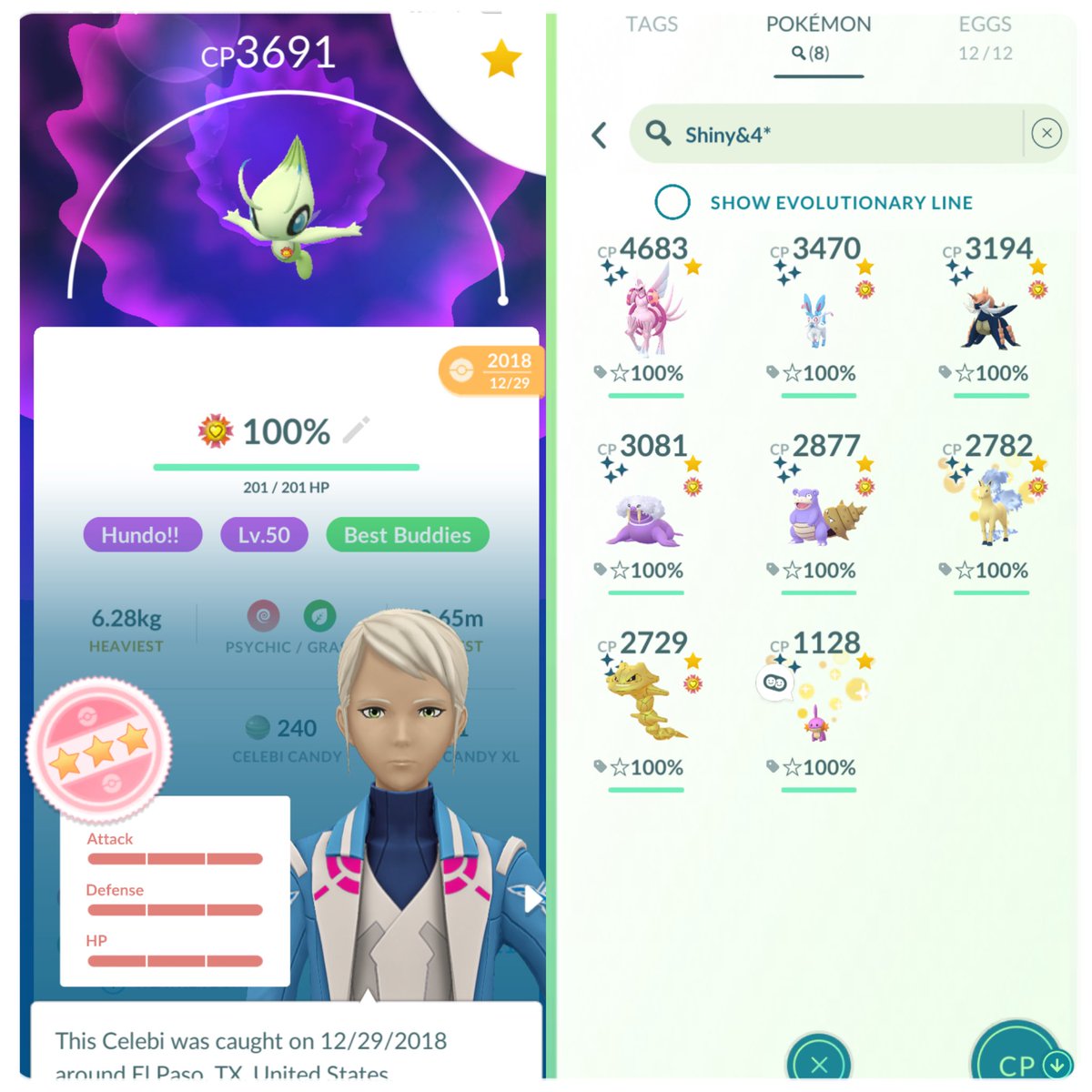 TheTomTom92's tweet photo. @MYSTIC7 Been playing since the beginning. Casually at first but started grinding more and more when I first saw your videos in 2019 haha didn't know my Celebi was a hundo until the update of IVs lol it means so special! https://t.co/a13IhhnMUX