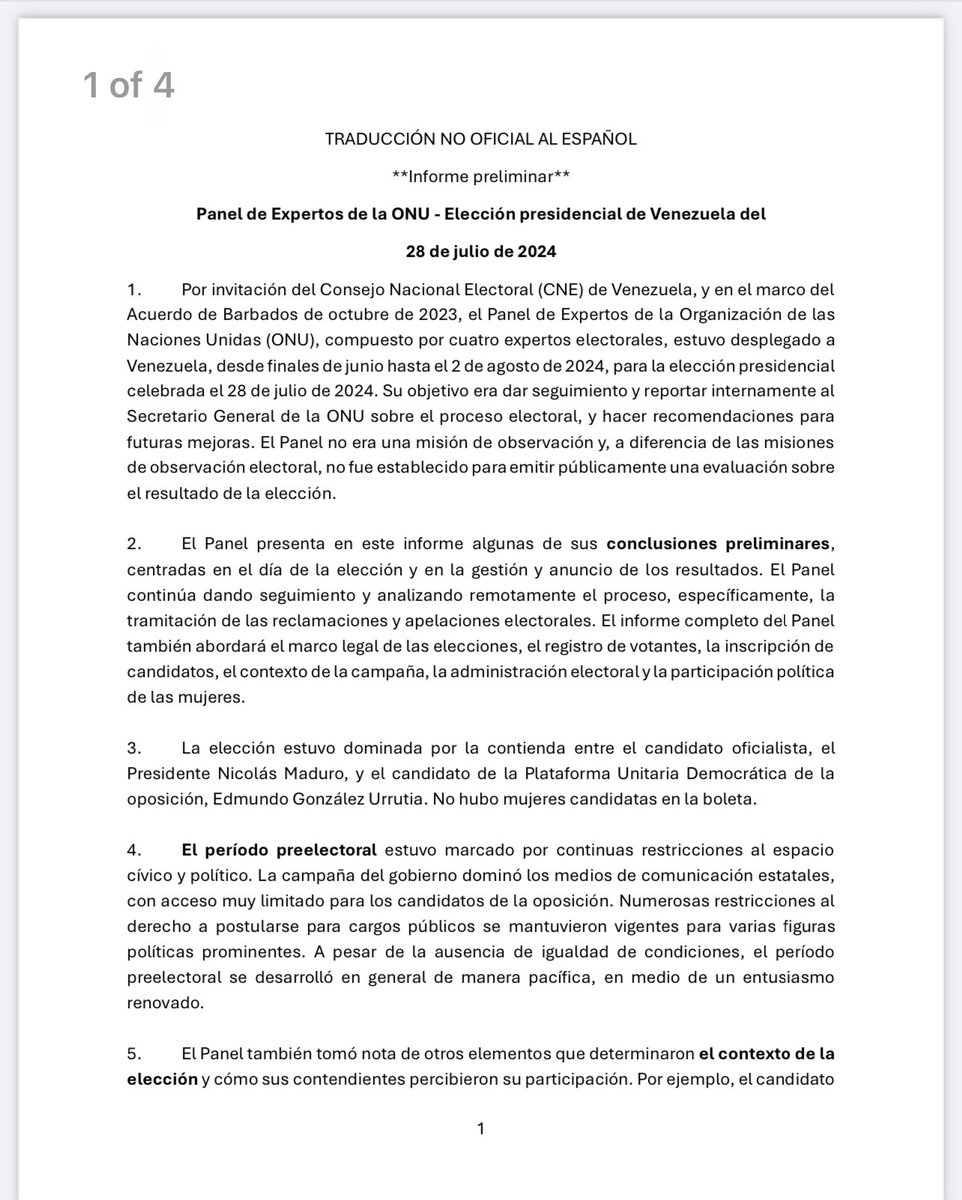 CELIAMENDOZA25's tweet photo. 🚨 El reporte de la ONU, que se suponía no sería público de la grande fallas del #CNE en las elecciones presidenciales #28Julio https://t.co/jSWOuKahyN