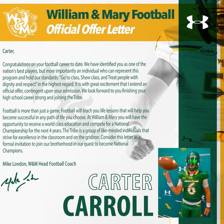 Can’t wait!🔰🔰 <a href="/WMTribeFootball/">William & Mary Tribe Football</a> 
<a href="/CoachMikeLondon/">Mike London Sr. ⚔️</a> 
<a href="/CoachTedHefter/">Ted Hefter</a> 
<a href="/CoachAcitelli/">Mario Acitelli</a>