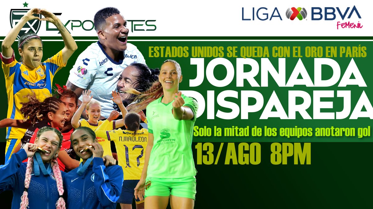 ExponentesFC's tweet photo. Hoy es #MartEX de programa #enVivo. Analizaremos el oro de EEUU; todo lo sucedido en la jornada 5 y la previa de la jornada 6 en @LigaBBVAFemenil. Además, las noticias de la actividad en JJOO.
Acompáñanos a las 8pm a través de YouTube y Twitch 💚
https://t.co/p3j6tA19VF https://t.co/E3rtekybht
