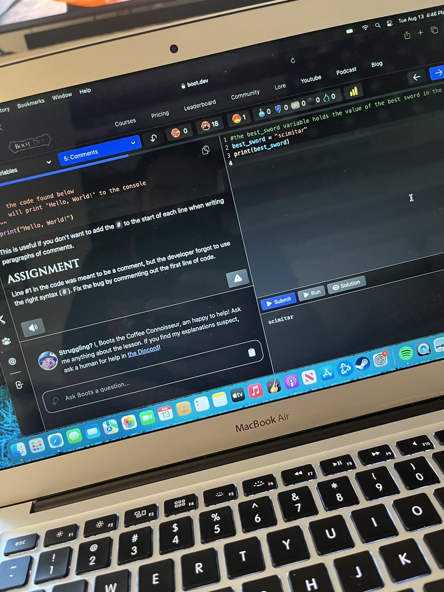 coliathtv's tweet image. Learning coding with boot.dev #coding #bootdev