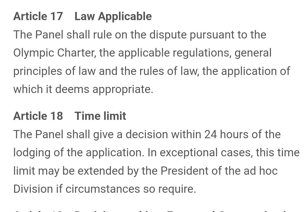 RAKESH_SWASTIKA's tweet photo. See the normal time limit of the CAS ruling binding on CAS ad hoc division! https://t.co/NFRzaWifUj