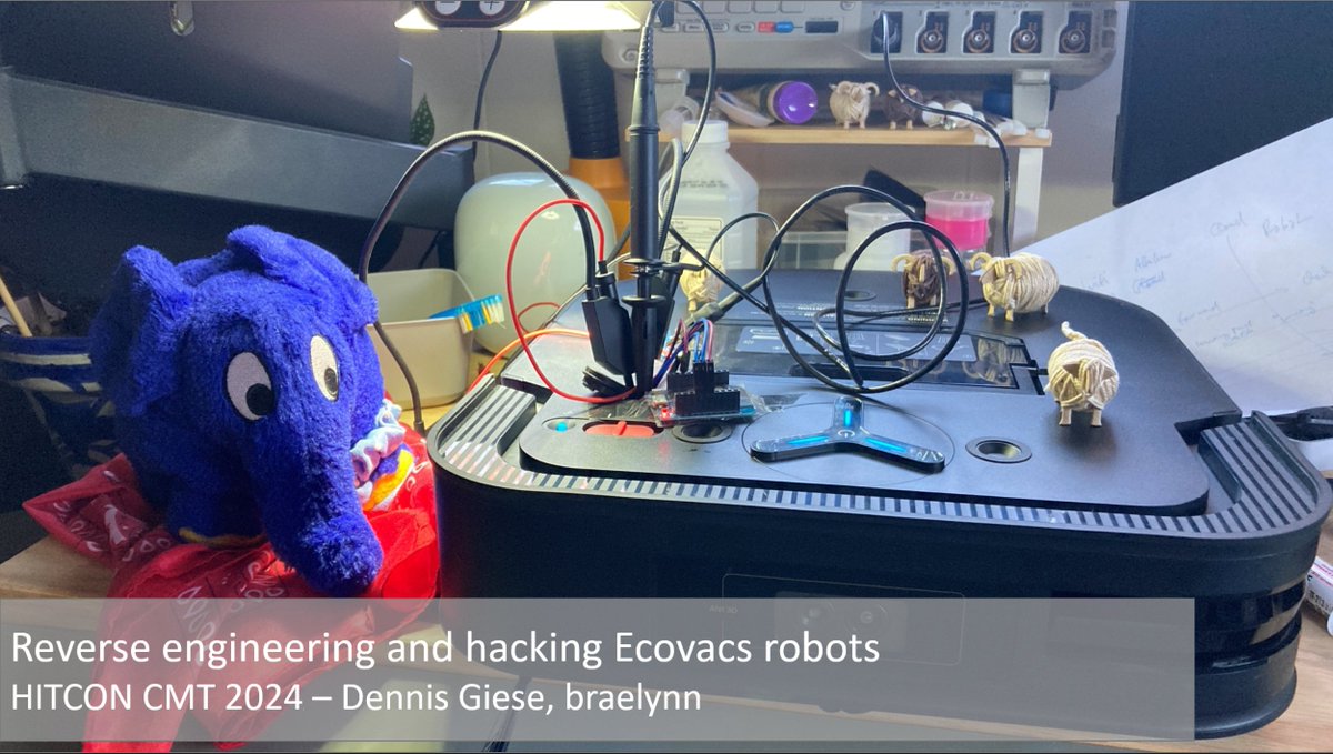 dgi_DE's tweet image. In regard to our talk: Someone was messing with our presentation pc at @DEFCON, so part was messy. We did not show a working BLE payload. Hopes are that @ecovacsrobotics will patch it now. An updated talk at @HacksInTaiwan next week will publish some tools+test payloads for BLE.